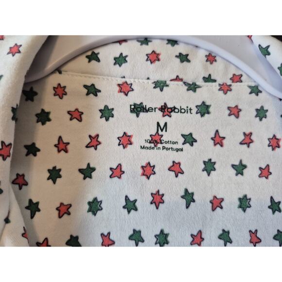 Roller Rabbit Womens White Green Pink Starry Night Polo Pajamas Medium - Picture 7 of 11